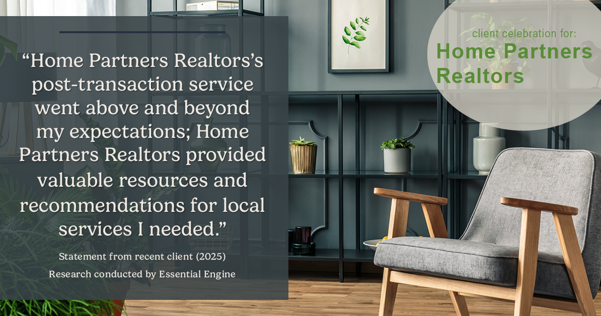 Testimonial for real estate agent Home Partners Realtors with Home Partners Realtors in Dallas, TX: "Home Partners Realtors's post-transaction service went above and beyond my expectations; Home Partners Realtors provided valuable resources and recommendations for local services I needed."