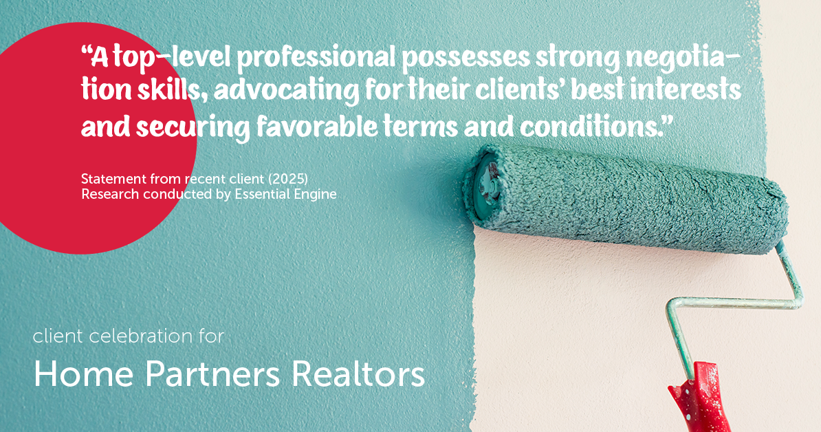 Testimonial for real estate agent Home Partners Realtors with Home Partners Realtors in Dallas, TX: "A top-level professional possesses strong negotiation skills, advocating for their clients' best interests and securing favorable terms and conditions."