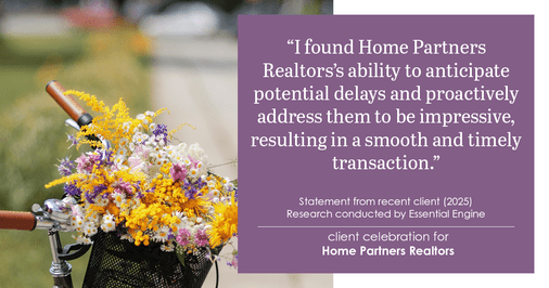 Testimonial for real estate agent Home Partners Realtors with Home Partners Realtors in Dallas, TX: "I found Home Partners Realtors's ability to anticipate potential delays and proactively address them to be impressive, resulting in a smooth and timely transaction."