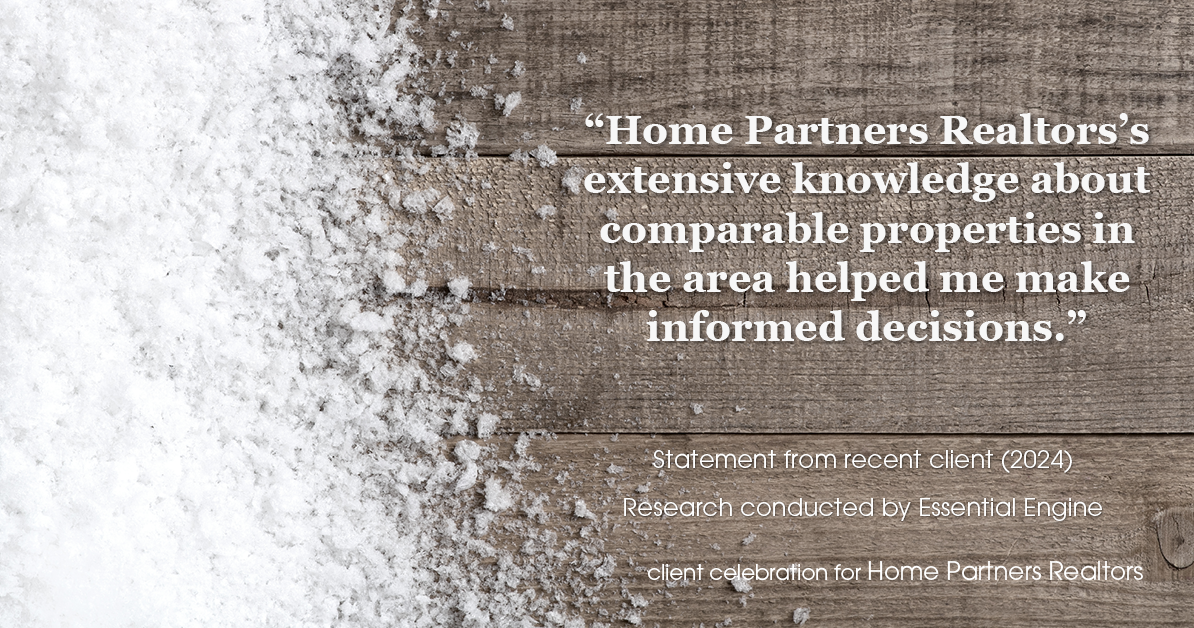 Testimonial for real estate agent Home Partners Realtors with Home Partners Realtors in Dallas, TX: "Home Partners Realtors's extensive knowledge about comparable properties in the area helped me make informed decisions."