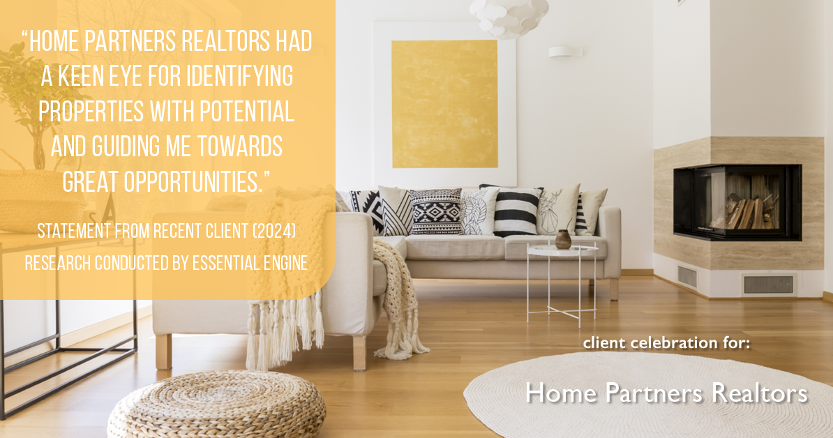 Testimonial for real estate agent Home Partners Realtors with Home Partners Realtors in Dallas, TX: "Home Partners Realtors had a keen eye for identifying properties with potential and guiding me towards great opportunities."