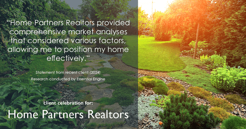 Testimonial for real estate agent Home Partners Realtors with Home Partners Realtors in Dallas, TX: "Home Partners Realtors provided comprehensive market analyses that considered various factors, allowing me to position my home effectively."