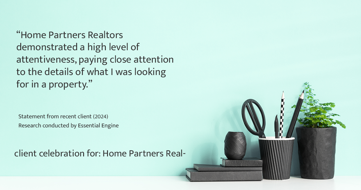 Testimonial for real estate agent Home Partners Realtors with Home Partners Realtors in Dallas, TX: "Yes, Home Partners Realtors took the time to research and select homes that met my specific criteria."