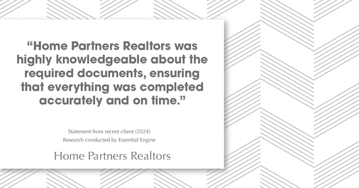 Testimonial for real estate agent Home Partners Realtors with Home Partners Realtors in Dallas, TX: "Home Partners Realtors was highly knowledgeable about the required documents, ensuring that everything was completed accurately and on time."
