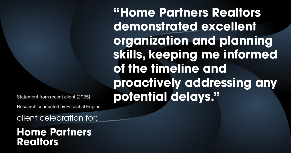 Testimonial for real estate agent Home Partners Realtors with Home Partners Realtors in Dallas, TX: "Home Partners Realtors demonstrated excellent organization and planning skills, keeping me informed of the timeline and proactively addressing any potential delays."