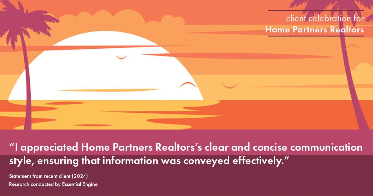 Testimonial for real estate agent Home Partners Realtors with Home Partners Realtors in Dallas, TX: "I appreciated Home Partners Realtors's clear and concise communication style, ensuring that information was conveyed effectively."