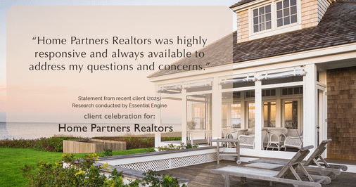 Testimonial for real estate agent Home Partners Realtors with Home Partners Realtors in Dallas, TX: "Home Partners Realtors was highly responsive and always available to address my questions and concerns."