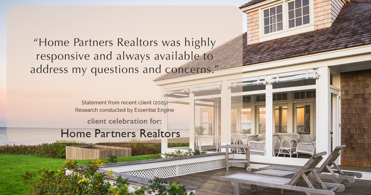 Testimonial for real estate agent Home Partners Realtors with Home Partners Realtors in Dallas, TX: "Home Partners Realtors was highly responsive and always available to address my questions and concerns."