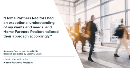 Testimonial for real estate agent Home Partners Realtors with Home Partners Realtors in Dallas, TX: "Home Partners Realtors had an exceptional understanding of my wants and needs, and Home Partners Realtors tailored their approach accordingly."