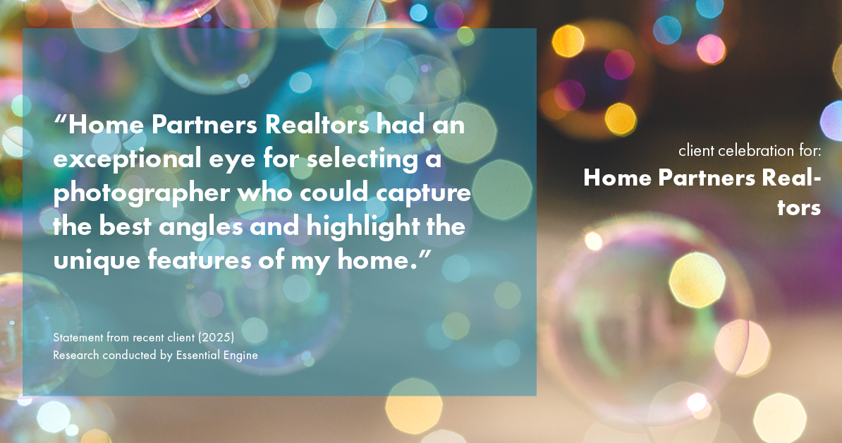 Testimonial for real estate agent Home Partners Realtors with Home Partners Realtors in Dallas, TX: "Home Partners Realtors had an exceptional eye for selecting a photographer who could capture the best angles and highlight the unique features of my home."