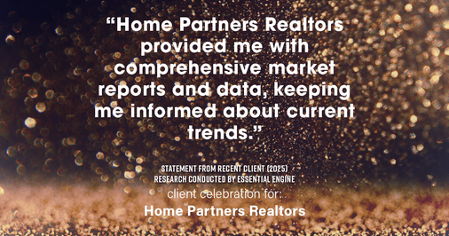 Testimonial for real estate agent Home Partners Realtors with Home Partners Realtors in Dallas, TX: "Home Partners Realtors provided me with comprehensive market reports and data, keeping me informed about current trends."