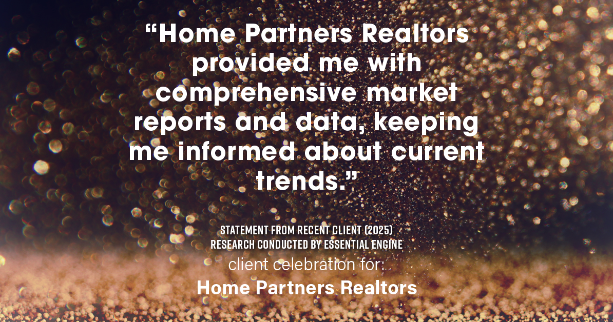 Testimonial for real estate agent Home Partners Realtors with Home Partners Realtors in Dallas, TX: "Home Partners Realtors provided me with comprehensive market reports and data, keeping me informed about current trends."