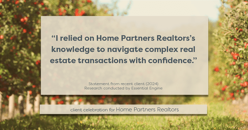 Testimonial for real estate agent Home Partners Realtors with Home Partners Realtors in Dallas, TX: "I relied on Home Partners Realtors's knowledge to navigate complex real estate transactions with confidence."