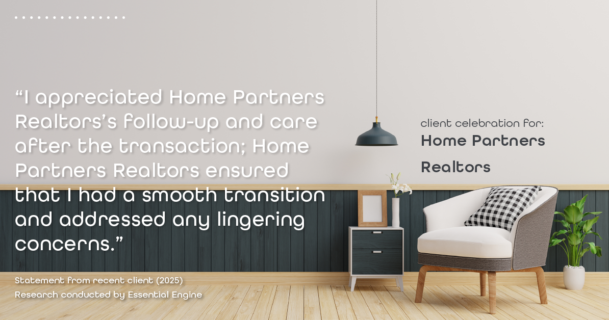 Testimonial for real estate agent Home Partners Realtors with Home Partners Realtors in Dallas, TX: "I appreciated Home Partners Realtors's follow-up and care after the transaction; Home Partners Realtors ensured that I had a smooth transition and addressed any lingering concerns."