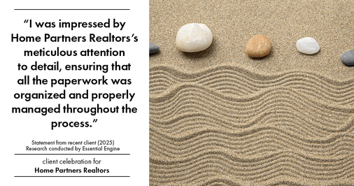 Testimonial for real estate agent Home Partners Realtors with Home Partners Realtors in Dallas, TX: "I was impressed by Home Partners Realtors's meticulous attention to detail, ensuring that all the paperwork was organized and properly managed throughout the process."
