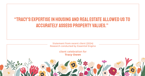 Testimonial for real estate agent Tracy Owen with Premiere Property Group, LLC in Vancouver, Washington: "Tracy's expertise in housing and real estate allowed us to accurately assess property values."