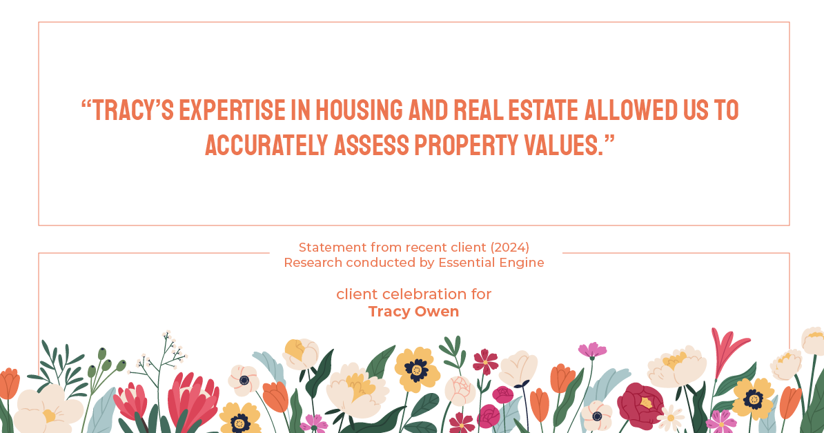 Testimonial for real estate agent Tracy Owen with Premiere Property Group, LLC in Vancouver, Washington: "Tracy's expertise in housing and real estate allowed us to accurately assess property values."