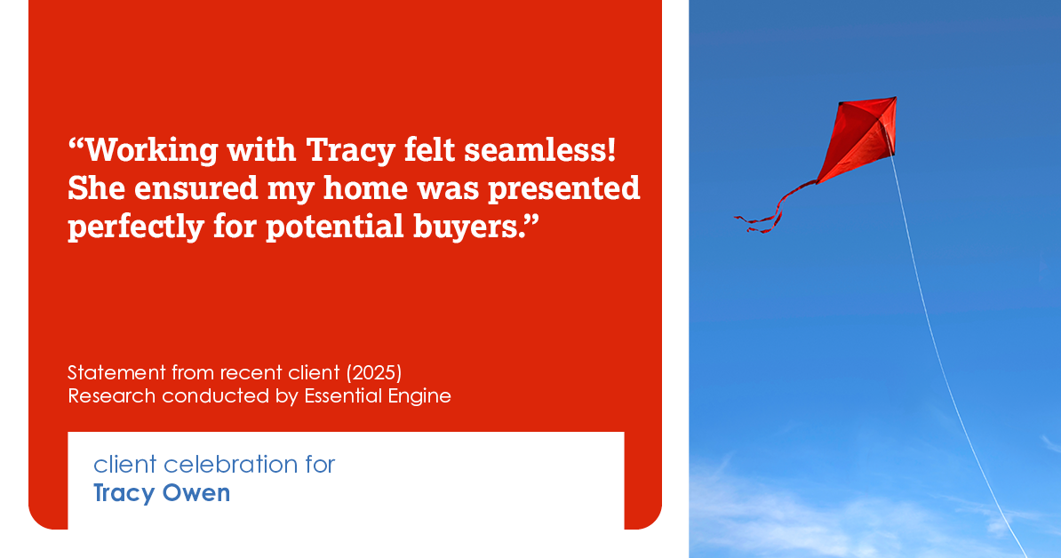 Testimonial for real estate agent Tracy Owen with Premiere Property Group, LLC in Vancouver, Washington: Working with Tracy felt seamless! She ensured my home was presented perfectly for potential buyers.