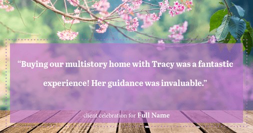 Testimonial for real estate agent Tracy Owen with Premiere Property Group, LLC in Vancouver, Washington: "Buying our multistory home with Tracy was a fantastic experience! Her guidance was invaluable."