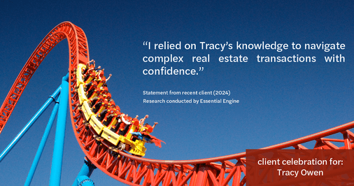 Testimonial for real estate agent Tracy Owen with Premiere Property Group, LLC in Vancouver, Washington: "I relied on Tracy's knowledge to navigate complex real estate transactions with confidence."