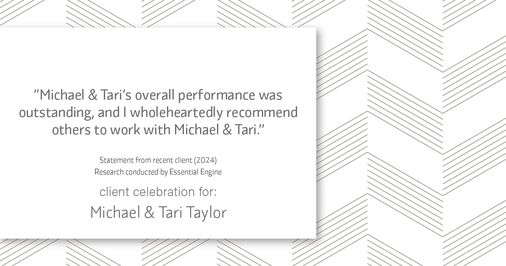 Testimonial for real estate agent Michael & Tari Taylor with PREMIER HOMES REALTY in St. Augustine, FL: "Michael & Tari's overall performance was outstanding, and I wholeheartedly recommend others to work with Michael & Tari."