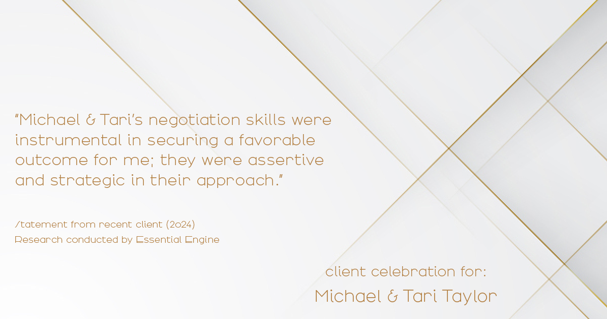 Testimonial for real estate agent Michael & Tari Taylor with PREMIER HOMES REALTY in St. Augustine, FL: "Michael & Tari's negotiation skills were instrumental in securing a favorable outcome for me; they were assertive and strategic in their approach."