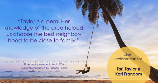 Testimonial for real estate agent Tari Taylor Kari Francom with PREMIER HOMES REALTY in St. Augustine, FL: "Taylor is a gem! Her knowledge of the area helped us choose the best neighborhood to be close to family."