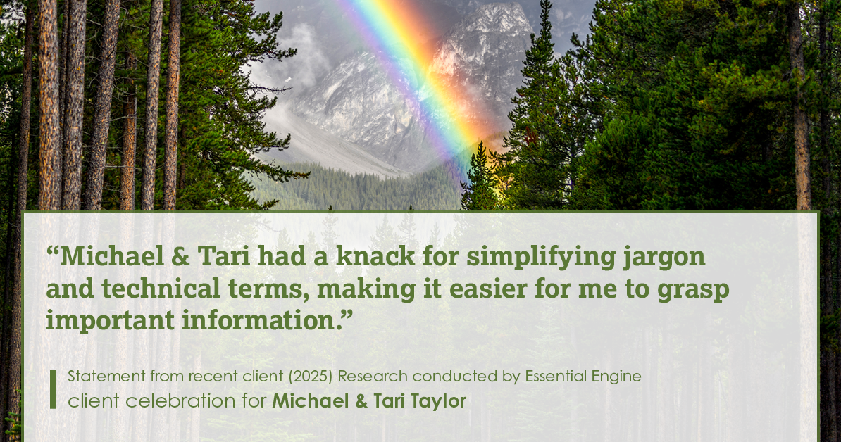 Testimonial for real estate agent Michael & Tari Taylor with PREMIER HOMES REALTY in St. Augustine, FL: "Michael & Tari had a knack for simplifying jargon and technical terms, making it easier for me to grasp important information."