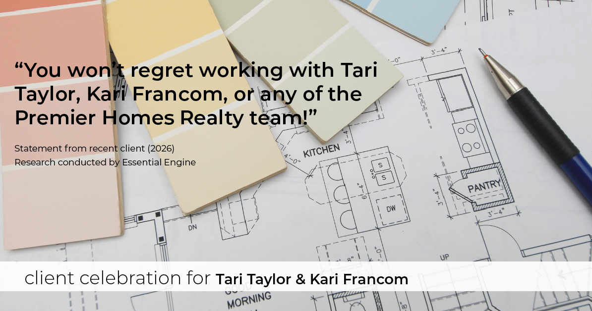 Testimonial for real estate agent Tari Taylor Kari Francom with PREMIER HOMES REALTY in St. Augustine, FL: "You won't regret working with Tari Taylor, Kari Francom, or any of the Premier Homes Realty team!"