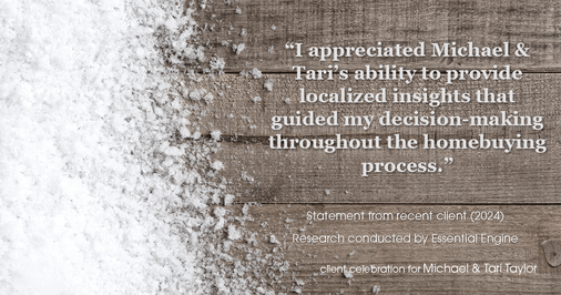 Testimonial for real estate agent Michael & Tari Taylor with PREMIER HOMES REALTY in St. Augustine, FL: "I appreciated Michael & Tari's ability to provide localized insights that guided my decision-making throughout the homebuying process."