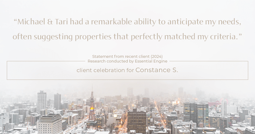 Testimonial for real estate agent Michael & Tari Taylor with PREMIER HOMES REALTY in St. Augustine, FL: "Michael & Tari had a remarkable ability to anticipate my needs, often suggesting properties that perfectly matched my criteria."