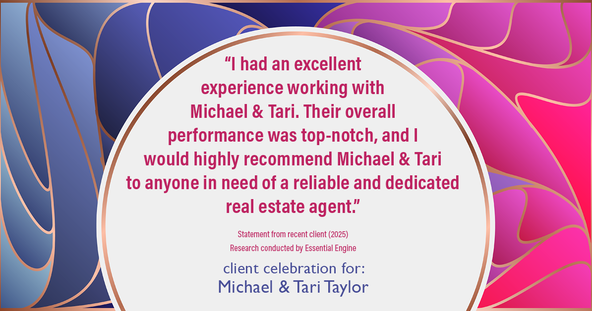 Testimonial for real estate agent Michael & Tari Taylor with PREMIER HOMES REALTY in St. Augustine, FL: "I had an excellent experience working with Michael & Tari. Their overall performance was top-notch, and I would highly recommend Michael & Tari to anyone in need of a reliable and dedicated real estate agent."