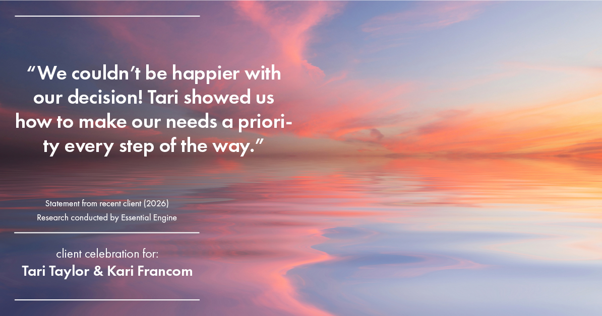 Testimonial for real estate agent Tari Taylor Kari Francom with PREMIER HOMES REALTY in St. Augustine, FL: "We couldn't be happier with our decision! Tari showed us how to make our needs a priority every step of the way."