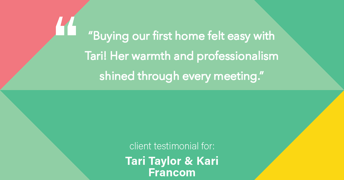 Testimonial for real estate agent Tari Taylor Kari Francom with PREMIER HOMES REALTY in St. Augustine, FL: "Buying our first home felt easy with Tari! Her warmth and professionalism shined through every meeting."
