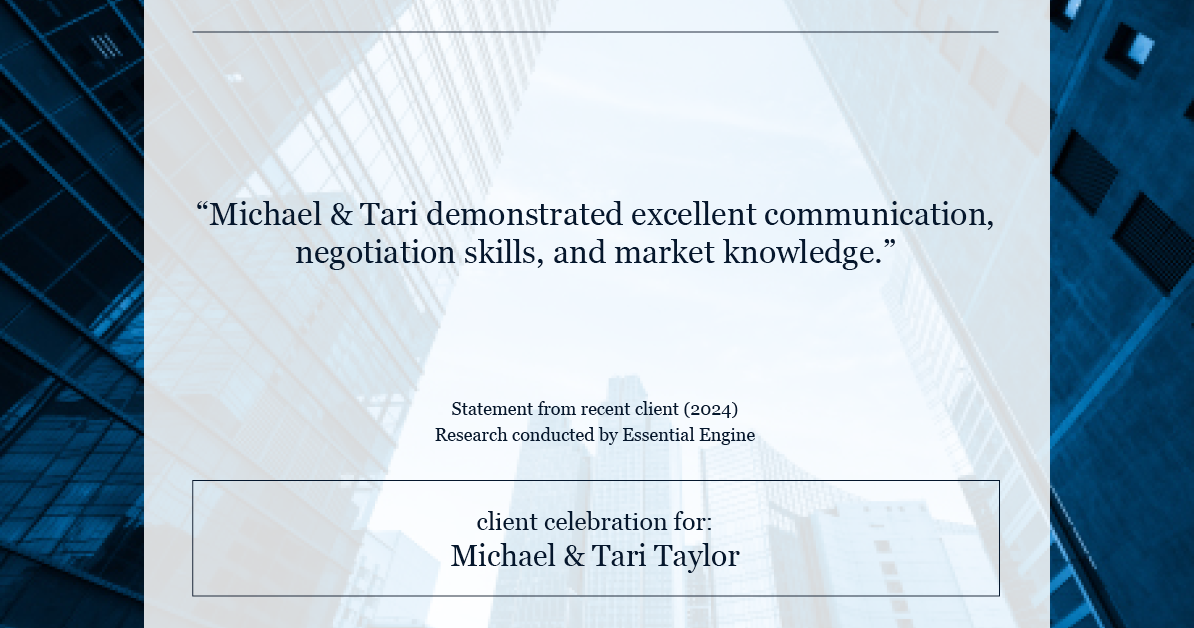 Testimonial for real estate agent Michael & Tari Taylor with PREMIER HOMES REALTY in St. Augustine, FL: "Michael & Tari demonstrated excellent communication, negotiation skills, and market knowledge."