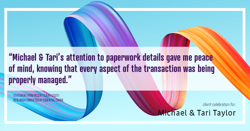 Testimonial for real estate agent Michael & Tari Taylor with PREMIER HOMES REALTY in St. Augustine, FL: "Michael & Tari's attention to paperwork details gave me peace of mind, knowing that every aspect of the transaction was being properly managed."