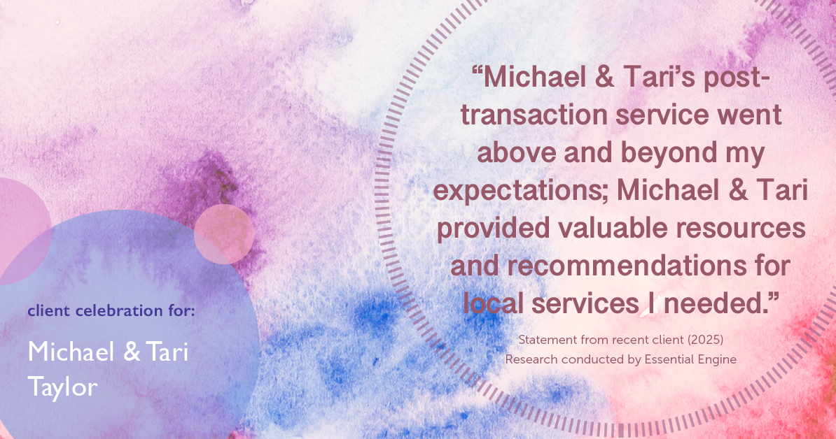 Testimonial for real estate agent Michael & Tari Taylor with PREMIER HOMES REALTY in St. Augustine, FL: "Michael & Tari's post-transaction service went above and beyond my expectations; Michael & Tari provided valuable resources and recommendations for local services I needed."