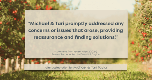 Testimonial for real estate agent Michael & Tari Taylor with PREMIER HOMES REALTY in St. Augustine, FL: "Michael & Tari promptly addressed any concerns or issues that arose, providing reassurance and finding solutions."