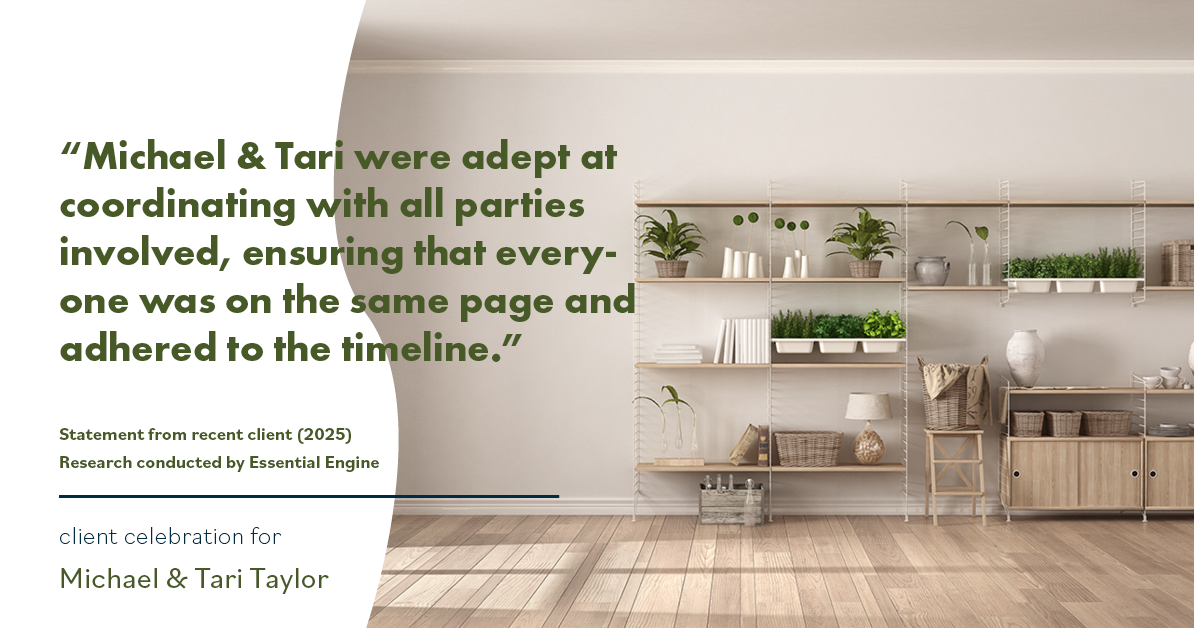 Testimonial for real estate agent Michael & Tari Taylor with PREMIER HOMES REALTY in St. Augustine, FL: "Michael & Tari were adept at coordinating with all parties involved, ensuring that everyone was on the same page and adhered to the timeline."