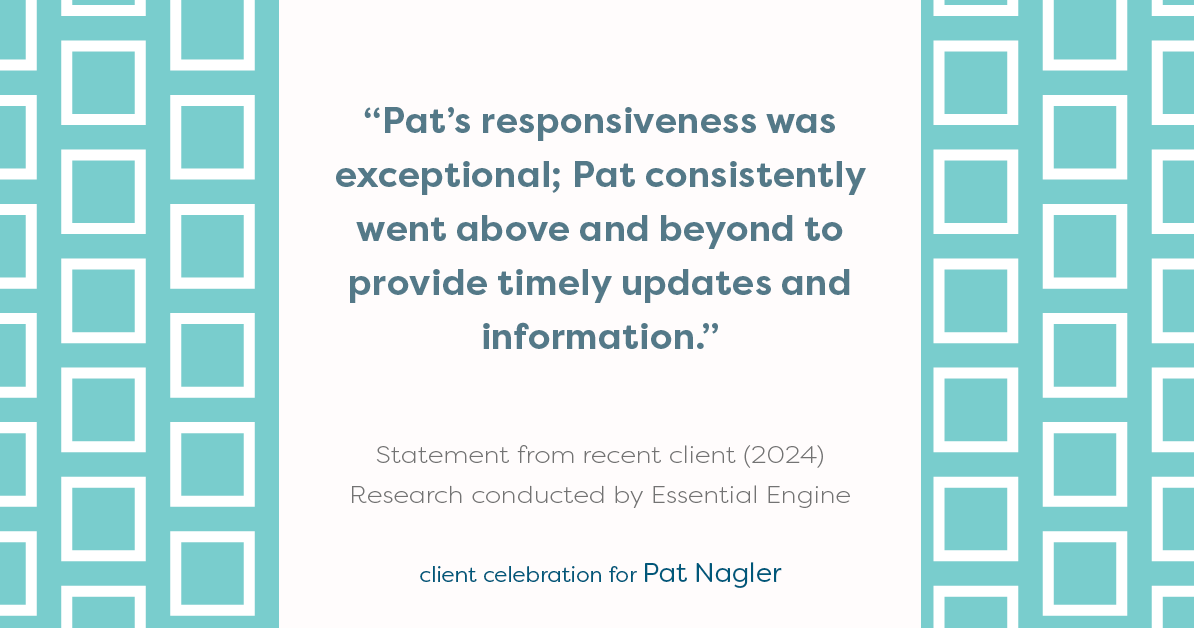 Testimonial for mortgage professional Pat Nagler with Edge Home Finance Corporation in Dallas, TX: "Pat's responsiveness was exceptional; Pat consistently went above and beyond to provide timely updates and information."