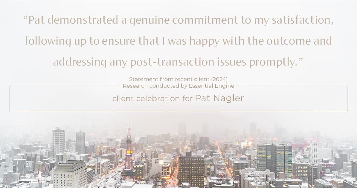 Testimonial for mortgage professional Pat Nagler with Edge Home Finance Corporation in Dallas, TX: "Pat demonstrated a genuine commitment to my satisfaction, following up to ensure that I was happy with the outcome and addressing any post-transaction issues promptly."