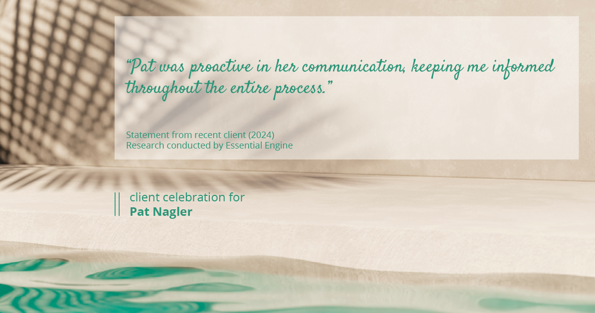 Testimonial for mortgage professional Pat Nagler with Edge Home Finance Corporation in Dallas, TX: "Pat was proactive in her communication, keeping me informed throughout the entire process."