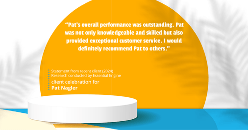 Testimonial for mortgage professional Pat Nagler with Edge Home Finance Corporation in Dallas, TX: "Pat's overall performance was outstanding. Pat was not only knowledgeable and skilled but also provided exceptional customer service. I would definitely recommend Pat to others."