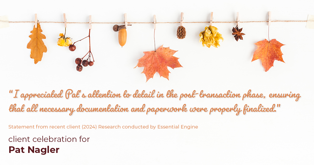 Testimonial for mortgage professional Pat Nagler with Edge Home Finance Corporation in Dallas, TX: "I appreciated Pat's attention to detail in the post-transaction phase, ensuring that all necessary documentation and paperwork were properly finalized."