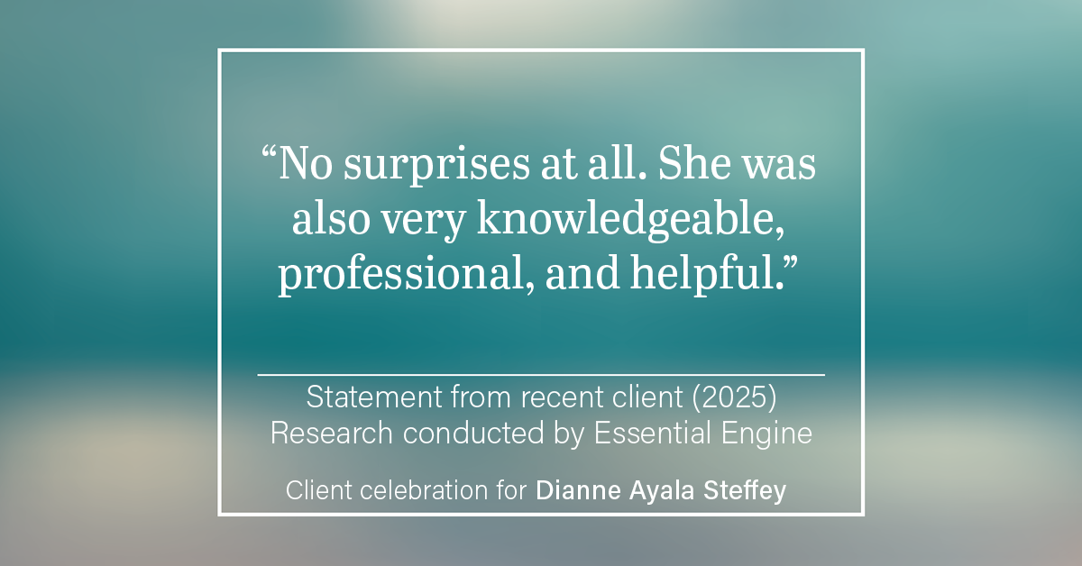 Testimonial for mortgage professional Dianne Ayala Steffey with New American Funding, LLC in San Antonio, Texas: “No surprises at all. She was also very knowledgeable, professional, and helpful.”