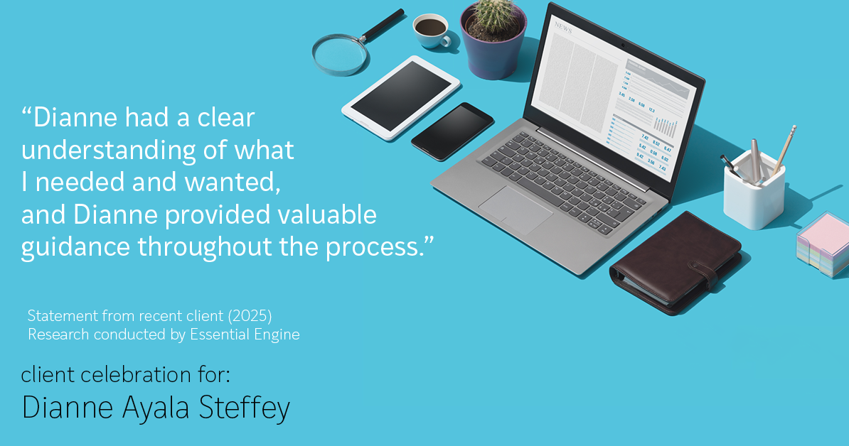 Testimonial for mortgage professional Dianne Ayala Steffey with New American Funding, LLC in San Antonio, Texas: "Dianne had a clear understanding of what I needed and wanted, and Dianne provided valuable guidance throughout the process."