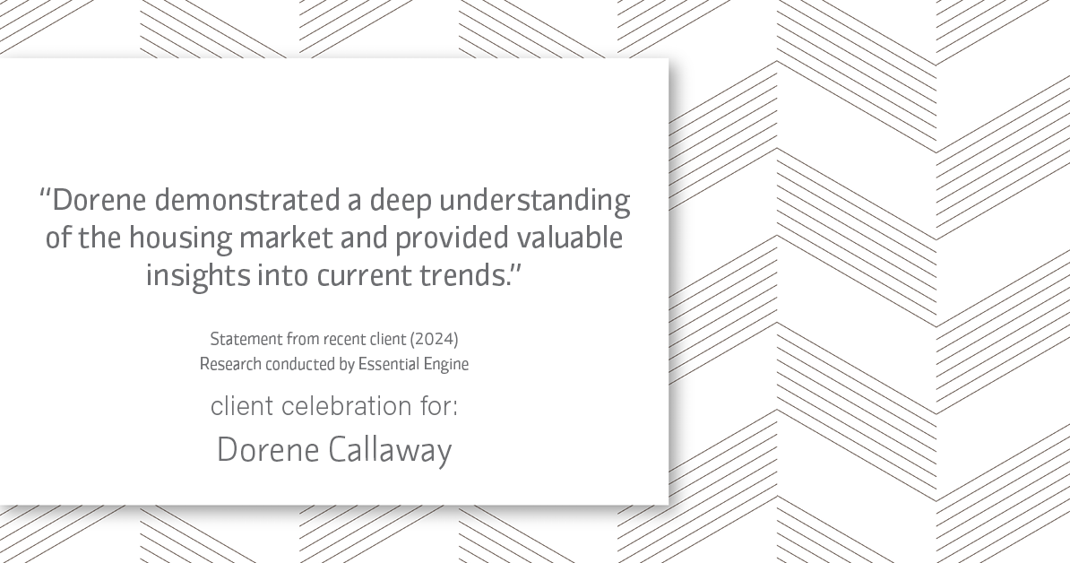 Testimonial for real estate agent Dorene Callaway with JPAR Real Estate-The Sears group in Houston, TX: "Dorene demonstrated a deep understanding of the housing market and provided valuable insights into current trends."