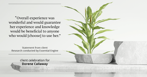 Testimonial for real estate agent Dorene Callaway with JPAR Real Estate-The Sears group in Houston, TX: "Overall experience was wonderful and would guarantee her experience and knowledge would be beneficial to anyone who would [choose] to use her."