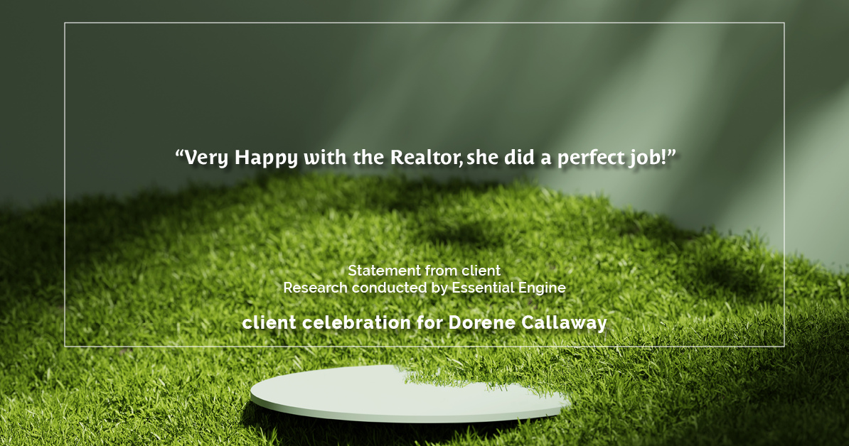 Testimonial for real estate agent Dorene Callaway with JPAR Real Estate-The Sears group in Houston, TX: "Very Happy with the Realtor, she did a perfect job!"