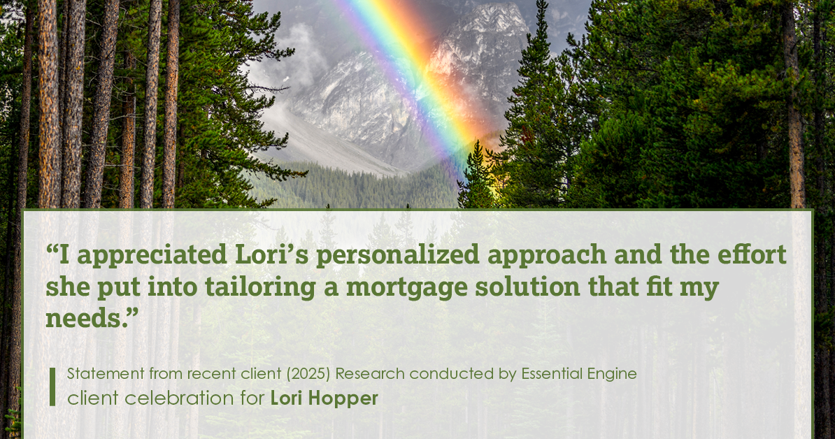 Testimonial for mortgage professional Lori Hopper with Metro Mortgage Group in Flower Mound, TX: "I appreciated Lori's personalized approach and the effort she put into tailoring a mortgage solution that fit my needs."